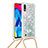 Coque Silicone Housse Etui Gel Bling-Bling avec Laniere Strap S03 pour Samsung Galaxy M10 Argent