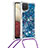 Coque Silicone Housse Etui Gel Bling-Bling avec Laniere Strap S03 pour Samsung Galaxy M12 Bleu
