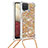 Coque Silicone Housse Etui Gel Bling-Bling avec Laniere Strap S03 pour Samsung Galaxy M12 Or