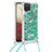 Coque Silicone Housse Etui Gel Bling-Bling avec Laniere Strap S03 pour Samsung Galaxy M12 Vert