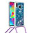 Coque Silicone Housse Etui Gel Bling-Bling avec Laniere Strap S03 pour Samsung Galaxy M20 Bleu