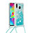 Coque Silicone Housse Etui Gel Bling-Bling avec Laniere Strap S03 pour Samsung Galaxy M20 Bleu Ciel