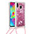 Coque Silicone Housse Etui Gel Bling-Bling avec Laniere Strap S03 pour Samsung Galaxy M20 Petit