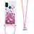 Coque Silicone Housse Etui Gel Bling-Bling avec Laniere Strap S03 pour Samsung Galaxy M21 Rouge