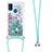 Coque Silicone Housse Etui Gel Bling-Bling avec Laniere Strap S03 pour Samsung Galaxy M21 Vert