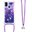 Coque Silicone Housse Etui Gel Bling-Bling avec Laniere Strap S03 pour Samsung Galaxy M21 Violet