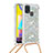 Coque Silicone Housse Etui Gel Bling-Bling avec Laniere Strap S03 pour Samsung Galaxy M21s Argent