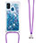 Coque Silicone Housse Etui Gel Bling-Bling avec Laniere Strap S03 pour Samsung Galaxy M30s Bleu