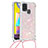 Coque Silicone Housse Etui Gel Bling-Bling avec Laniere Strap S03 pour Samsung Galaxy M31 Rose