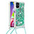 Coque Silicone Housse Etui Gel Bling-Bling avec Laniere Strap S03 pour Samsung Galaxy M51 Petit