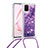 Coque Silicone Housse Etui Gel Bling-Bling avec Laniere Strap S03 pour Samsung Galaxy M60s Violet