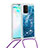 Coque Silicone Housse Etui Gel Bling-Bling avec Laniere Strap S03 pour Samsung Galaxy M80S Bleu