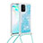 Coque Silicone Housse Etui Gel Bling-Bling avec Laniere Strap S03 pour Samsung Galaxy M80S Bleu Ciel