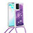 Coque Silicone Housse Etui Gel Bling-Bling avec Laniere Strap S03 pour Samsung Galaxy M80S Violet