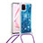 Coque Silicone Housse Etui Gel Bling-Bling avec Laniere Strap S03 pour Samsung Galaxy Note 10 Lite Bleu