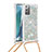 Coque Silicone Housse Etui Gel Bling-Bling avec Laniere Strap S03 pour Samsung Galaxy Note 20 5G Argent