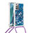 Coque Silicone Housse Etui Gel Bling-Bling avec Laniere Strap S03 pour Samsung Galaxy Note 20 5G Bleu