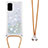 Coque Silicone Housse Etui Gel Bling-Bling avec Laniere Strap S03 pour Samsung Galaxy S20 5G Argent