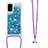 Coque Silicone Housse Etui Gel Bling-Bling avec Laniere Strap S03 pour Samsung Galaxy S20 5G Bleu