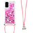 Coque Silicone Housse Etui Gel Bling-Bling avec Laniere Strap S03 pour Samsung Galaxy S20 5G Rose Rouge