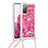 Coque Silicone Housse Etui Gel Bling-Bling avec Laniere Strap S03 pour Samsung Galaxy S20 FE 4G Rose Rouge