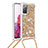 Coque Silicone Housse Etui Gel Bling-Bling avec Laniere Strap S03 pour Samsung Galaxy S20 Lite 5G Or