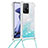 Coque Silicone Housse Etui Gel Bling-Bling avec Laniere Strap S03 pour Xiaomi Mi 11T 5G Bleu Ciel