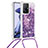 Coque Silicone Housse Etui Gel Bling-Bling avec Laniere Strap S03 pour Xiaomi Mi 11T 5G Violet