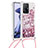 Coque Silicone Housse Etui Gel Bling-Bling avec Laniere Strap S03 pour Xiaomi Mi 11T Pro 5G Rouge