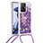Coque Silicone Housse Etui Gel Bling-Bling avec Laniere Strap S03 pour Xiaomi Mi 11T Pro 5G Violet