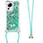 Coque Silicone Housse Etui Gel Bling-Bling avec Laniere Strap S03 pour Xiaomi Mi 12 Lite NE 5G Vert