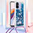 Coque Silicone Housse Etui Gel Bling-Bling avec Laniere Strap S03 pour Xiaomi Poco C55 Bleu
