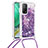 Coque Silicone Housse Etui Gel Bling-Bling avec Laniere Strap S03 pour Xiaomi Redmi K30S 5G Violet