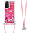 Coque Silicone Housse Etui Gel Bling-Bling avec Laniere Strap YB1 pour Xiaomi Redmi Note 11 4G (2022) Rose Rouge