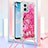 Coque Silicone Housse Etui Gel Bling-Bling avec Laniere Strap YB2 pour Motorola Moto G 5G (2023) Rose Rouge