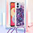Coque Silicone Housse Etui Gel Bling-Bling avec Laniere Strap YB2 pour Samsung Galaxy A04 4G Violet