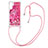 Coque Silicone Housse Etui Gel Bling-Bling avec Laniere Strap YB2 pour Samsung Galaxy A34 5G Rose Rouge