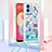 Coque Silicone Housse Etui Gel Bling-Bling avec Laniere Strap YB2 pour Samsung Galaxy F04 Bleu Ciel