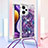 Coque Silicone Housse Etui Gel Bling-Bling avec Laniere Strap YB2 pour Xiaomi Poco F5 5G Violet