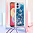 Coque Silicone Housse Etui Gel Bling-Bling avec Laniere Strap YB3 pour Samsung Galaxy A04 4G Bleu