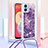 Coque Silicone Housse Etui Gel Bling-Bling avec Laniere Strap YB3 pour Samsung Galaxy A04 4G Violet