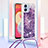 Coque Silicone Housse Etui Gel Bling-Bling avec Laniere Strap YB3 pour Samsung Galaxy A04E Violet
