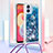 Coque Silicone Housse Etui Gel Bling-Bling avec Laniere Strap YB3 pour Samsung Galaxy F04 Bleu