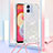 Coque Silicone Housse Etui Gel Bling-Bling avec Laniere Strap YB3 pour Samsung Galaxy M04 Argent