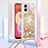 Coque Silicone Housse Etui Gel Bling-Bling avec Laniere Strap YB3 pour Samsung Galaxy M04 Or