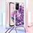 Coque Silicone Housse Etui Gel Bling-Bling avec Laniere Strap YB3 pour Xiaomi Redmi Note 12S Violet