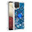 Coque Silicone Housse Etui Gel Bling-Bling avec Support Bague Anneau S01 pour Samsung Galaxy A12 5G Bleu