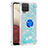 Coque Silicone Housse Etui Gel Bling-Bling avec Support Bague Anneau S01 pour Samsung Galaxy A12 5G Bleu Ciel