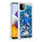 Coque Silicone Housse Etui Gel Bling-Bling avec Support Bague Anneau S01 pour Samsung Galaxy A22 5G Bleu