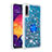 Coque Silicone Housse Etui Gel Bling-Bling avec Support Bague Anneau S01 pour Samsung Galaxy A30S Bleu